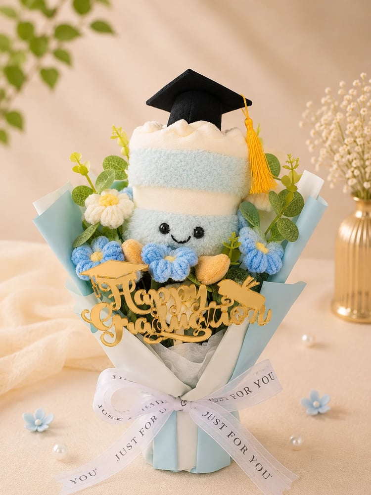 بوكيه بلو فانيلا للتخرج - Blue Vanilla Graduation Bouquet