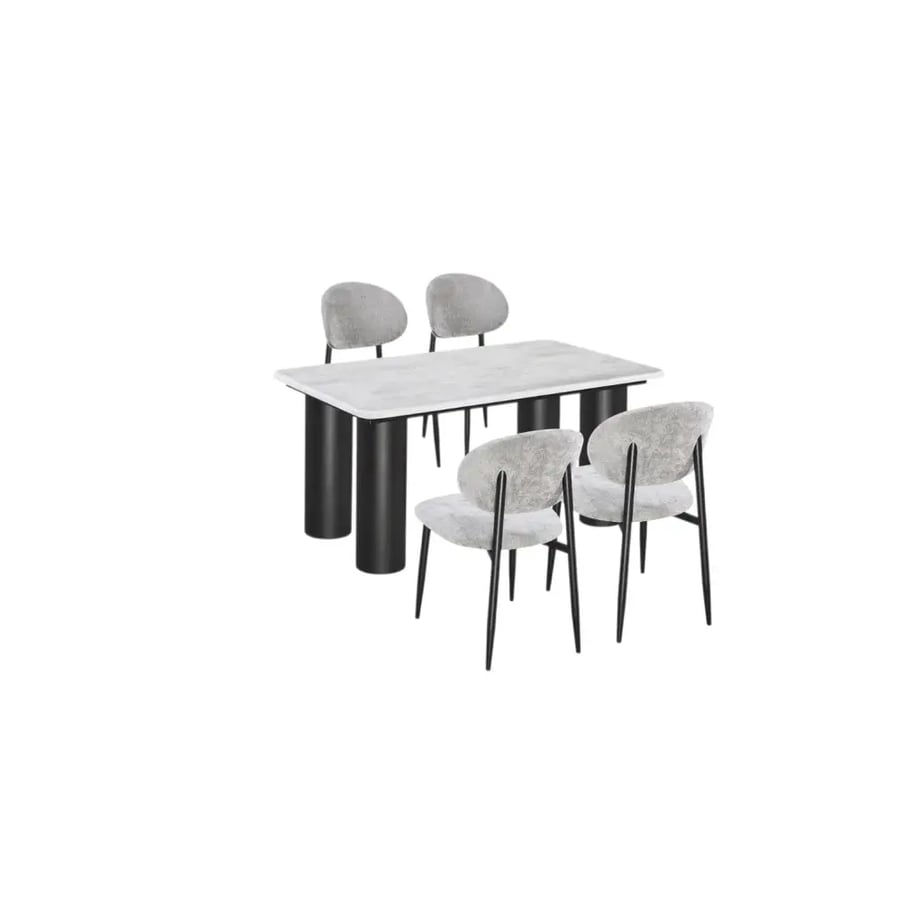 طاولة طعام رخام رمادي مع 4 كراسي مودرن – M-033 GREY