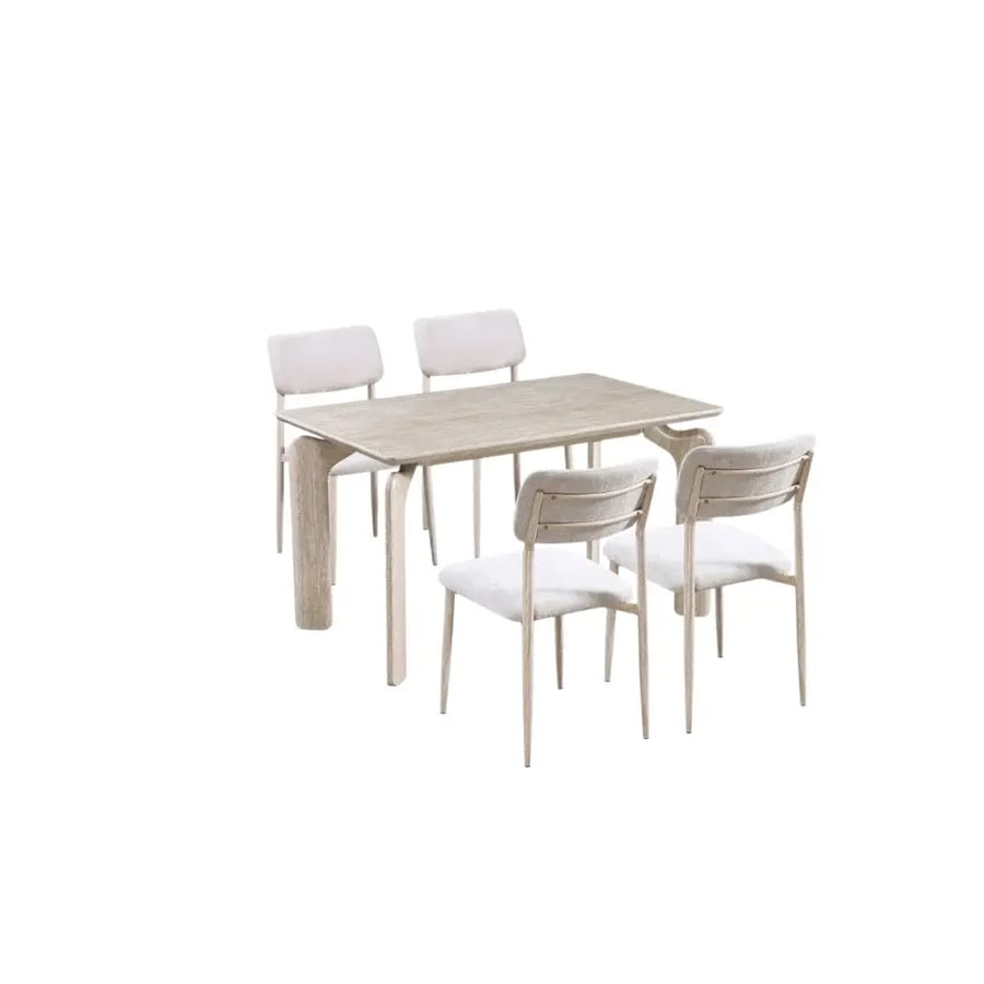 طاولة طعام رخام بيج مع 4 كراسي أنيقة – M-027 BEIGE