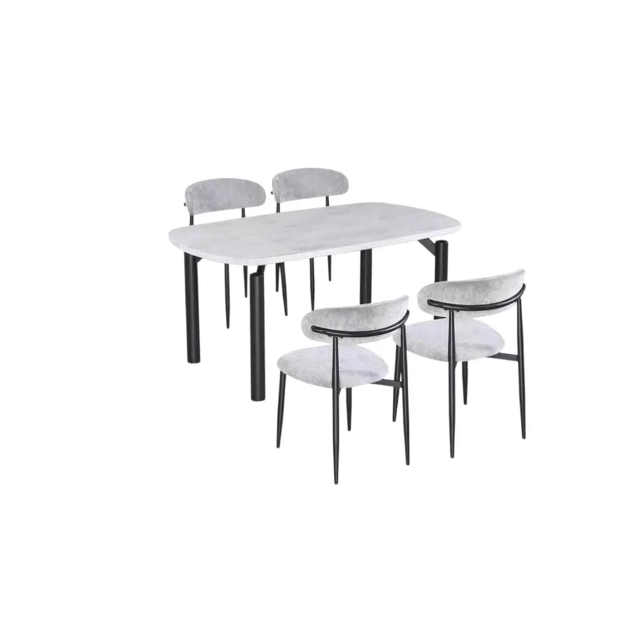 طاولة طعام بديل رخام رمادي مع 4 كراسي مودرن – M-026 GREY