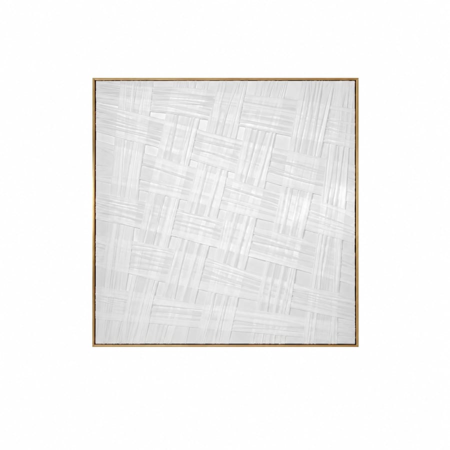 لوحة حائط مربعة بإطار ذهبي مقاس 80 × 80 سم