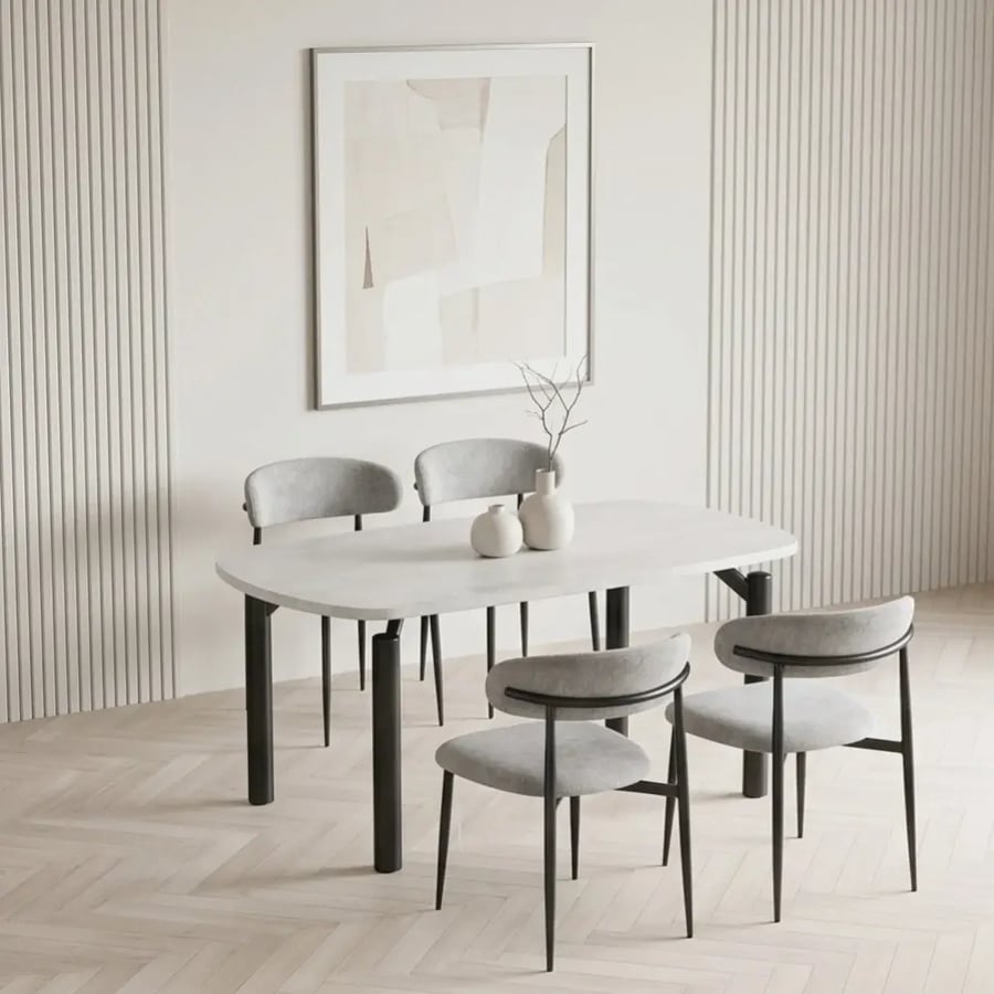 طاولة طعام بديل رخام رمادي مع 4 كراسي مودرن – M-026 GREY