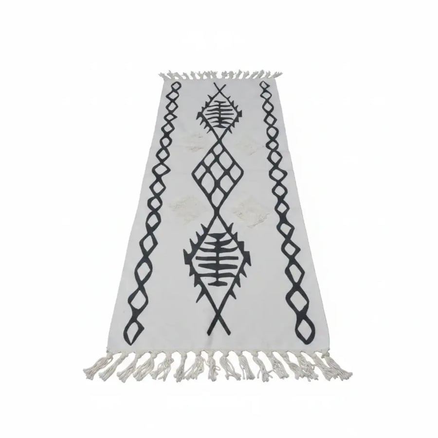 سجادة ممر بوهيمي 60×180 سم - أوف وايت وأسود