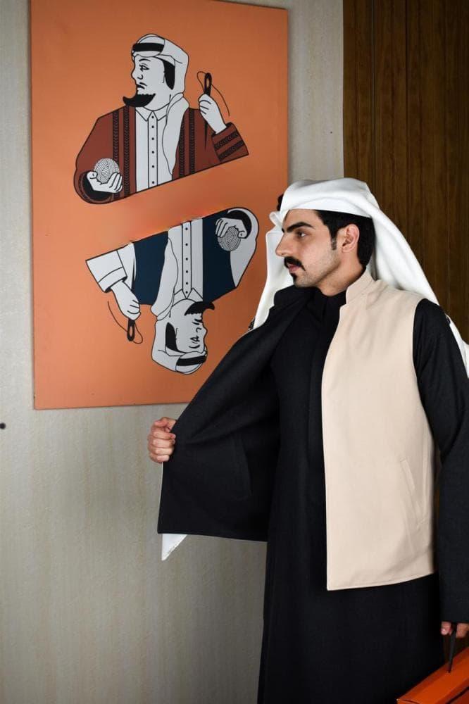 سديري رجالي شتوي أسود مع بيج متجر فرح