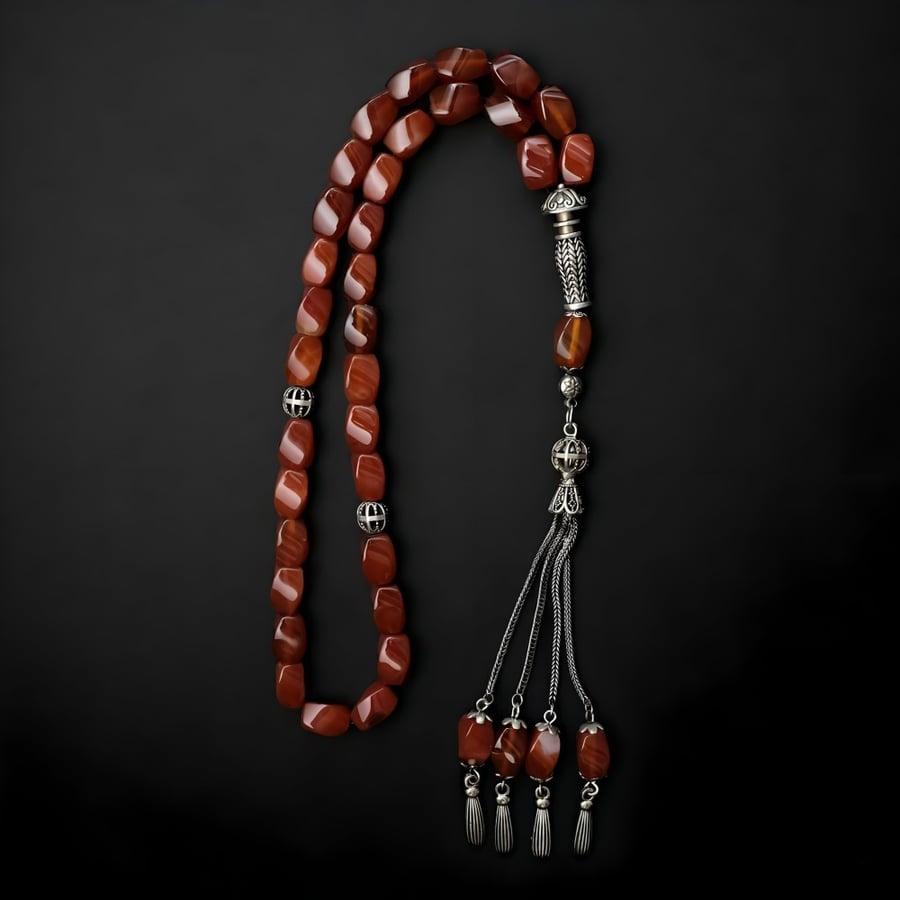 Agate prayer bead with the name upon request - Farah Store