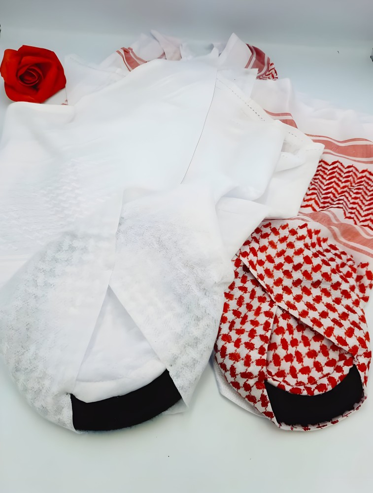 شماغ أحمر طاقيه عقال مشبوك