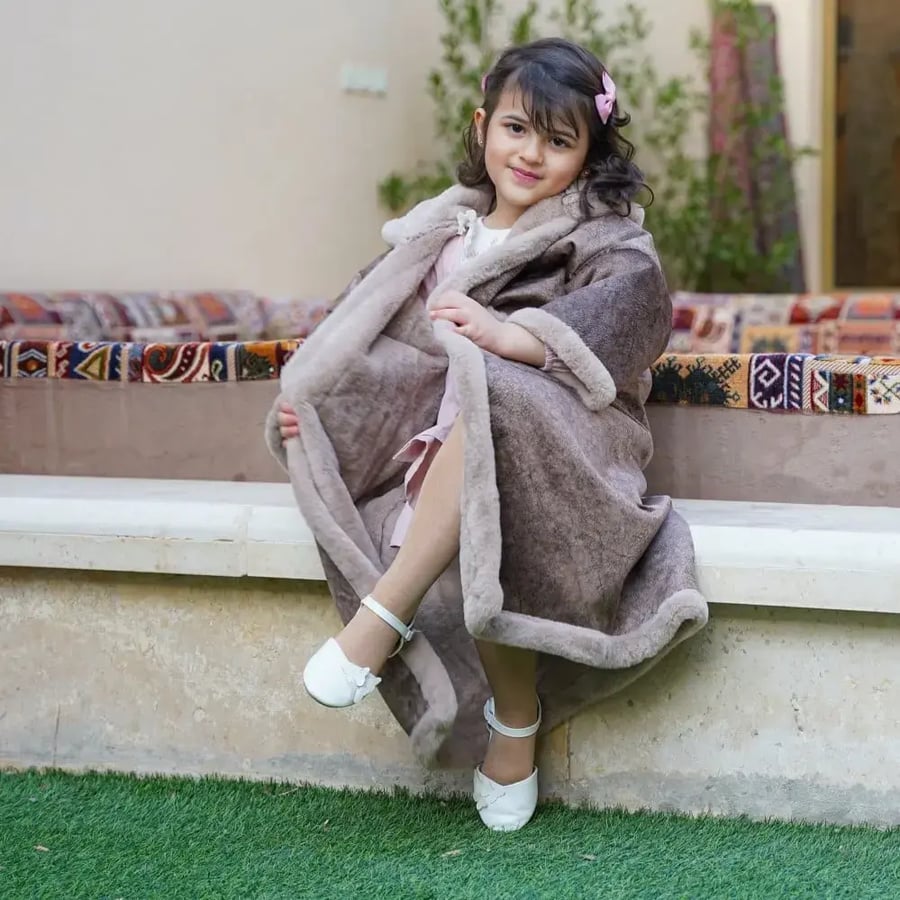فروة رجالية شتوية بني من الفرو والصوف