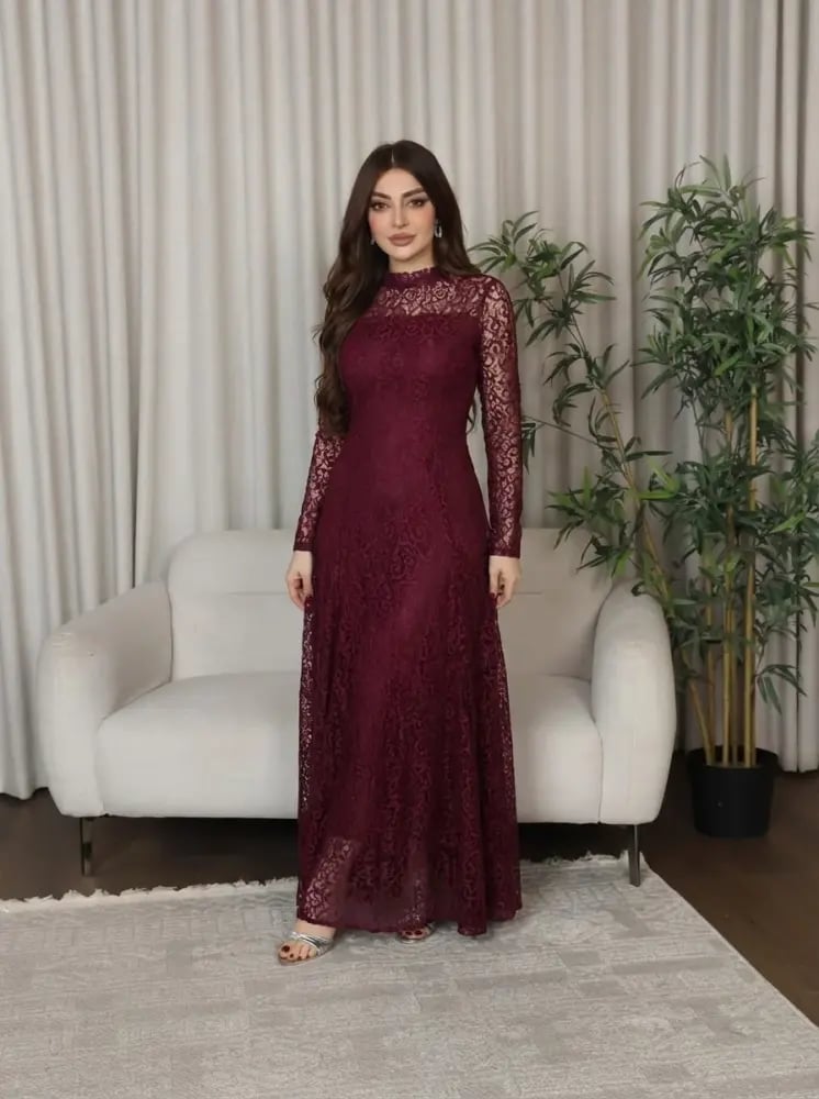 فستان سهره ناعم دانتيل عودي