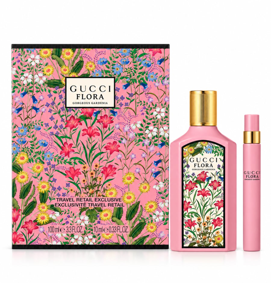 طقم قوتشي فلورا جورجوس غاردينيا او دو بارفيوم (عطر 100مل + عينة 10مل)