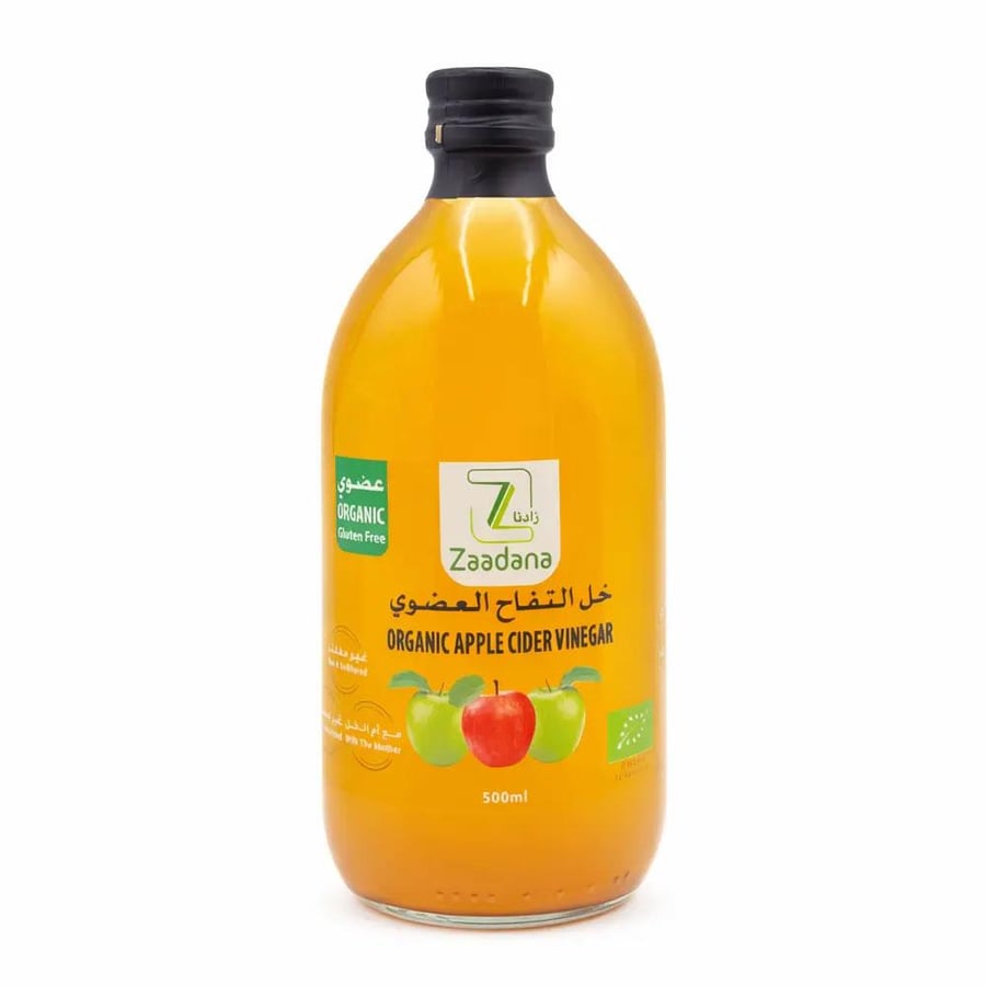 زادنا خل التفاح العضوي 500 مل