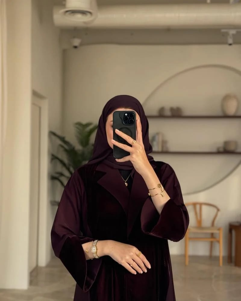 عباية مدمخ قماش المخمل الأصلي مع كريب ناعم قصة كلوش