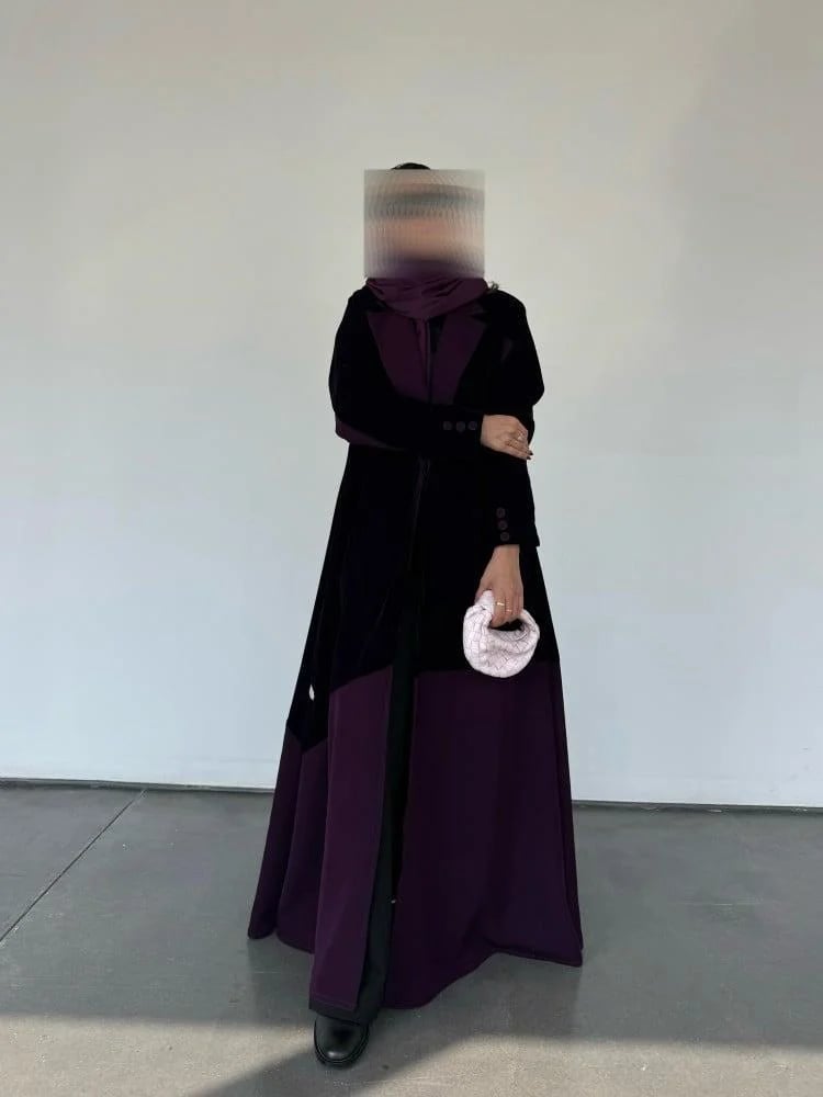 عبايه مخمل كريب القصه كلوش