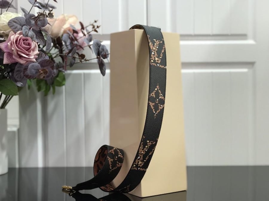Black Patterned Bag Shoulder Strap