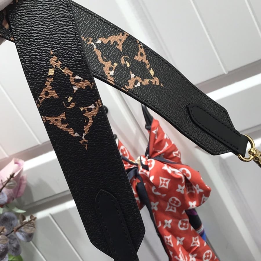 Black Patterned Bag Shoulder Strap