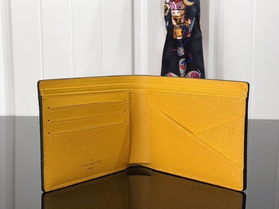 Black Monogram Bifold Wallet with Brown Patch