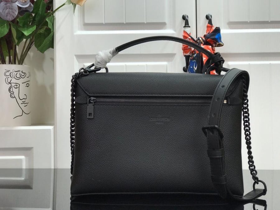 Black Envelope-Flap Top Handle Bag with Shoulder Strap
