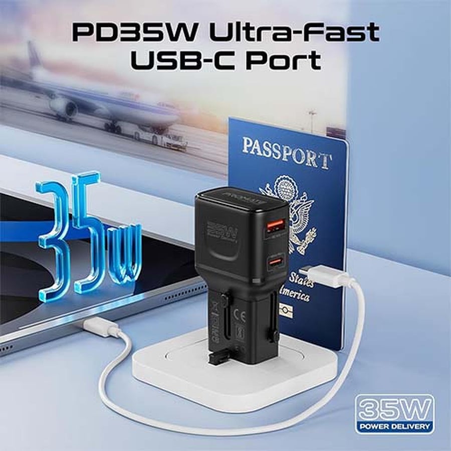 شاحن جداري محول للسفر TriPlug-PD35