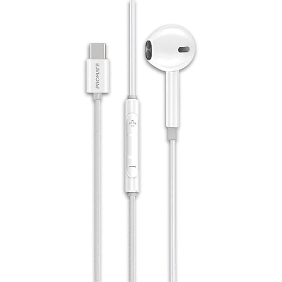 سماعات أذن سلكية  Promate MonoPod C منفذ USB C ابيض
