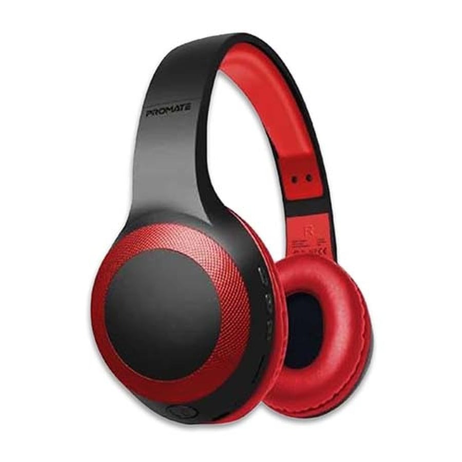 سماعة رأس لاسلكية Promate LaBoca Deep Bass مع MicroSD اجمر