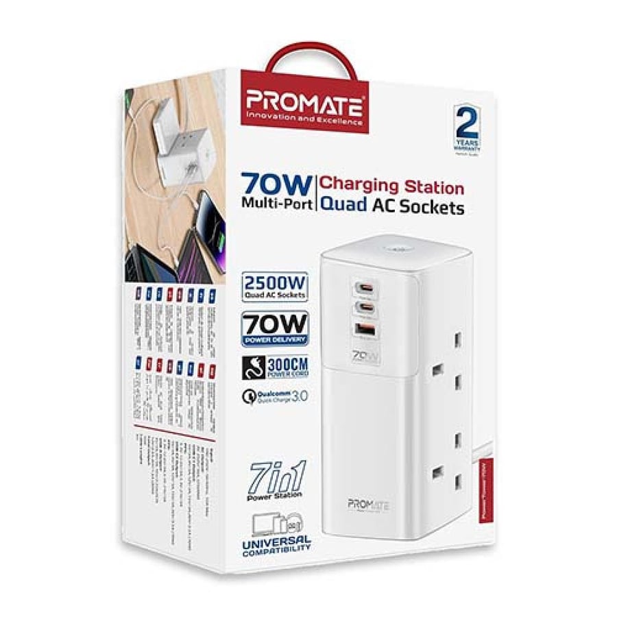 قاعدة شحن PowerTower-70W متعددة المنافذ