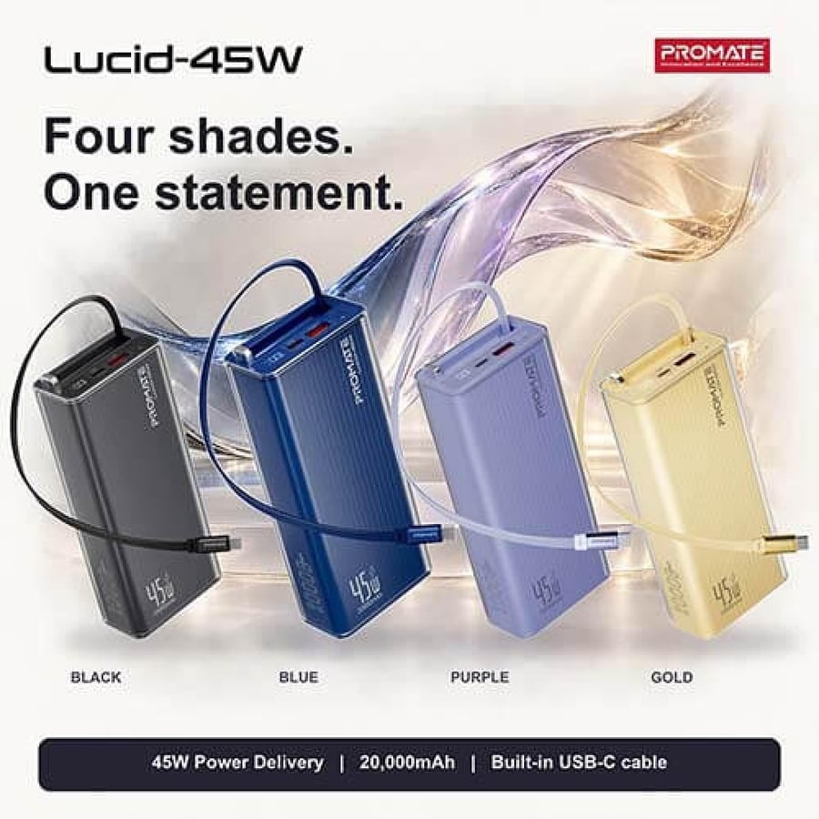 بطارية متنقلة Lucid-45W باور بانك شاحن سريع 45 واط بسعة 20000mAh