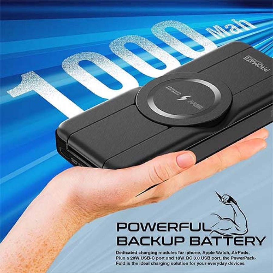 بطارية متنقلة محمولة promate PowerPack-Fold شاحن باوربانك 10000