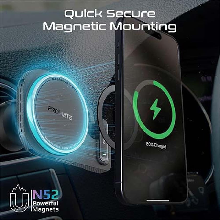 حامل وشاحن جوال لاسلكي للسيارة promate MagMount-BT