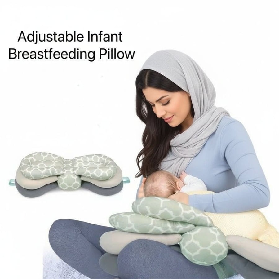 Adjustable nursing pillow. Multi-elevate position  -  وسادة رضاعة قابلة للتعديل. وضعية متعددة الارتفاعات.