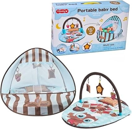 Soft portable play mat for children that converts into a bed (2 in 1) - سجادة لعب ناعمة محمولة للأطفال تتحول إلى سرير (2 في 1)