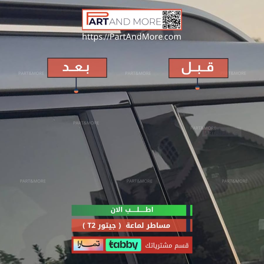 إطارات لجوانب السيارة أسود لماع 8 قطع ( مساطر لماعة للجيتور T2 )
