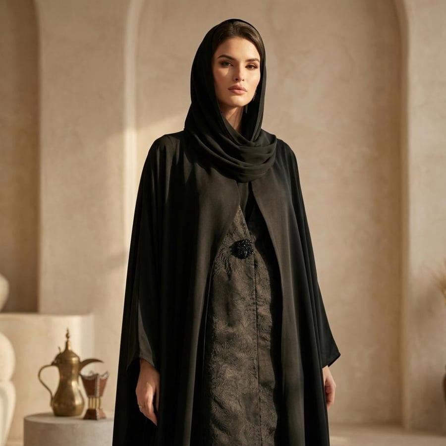 عباية نسائية سوداء قطعتين