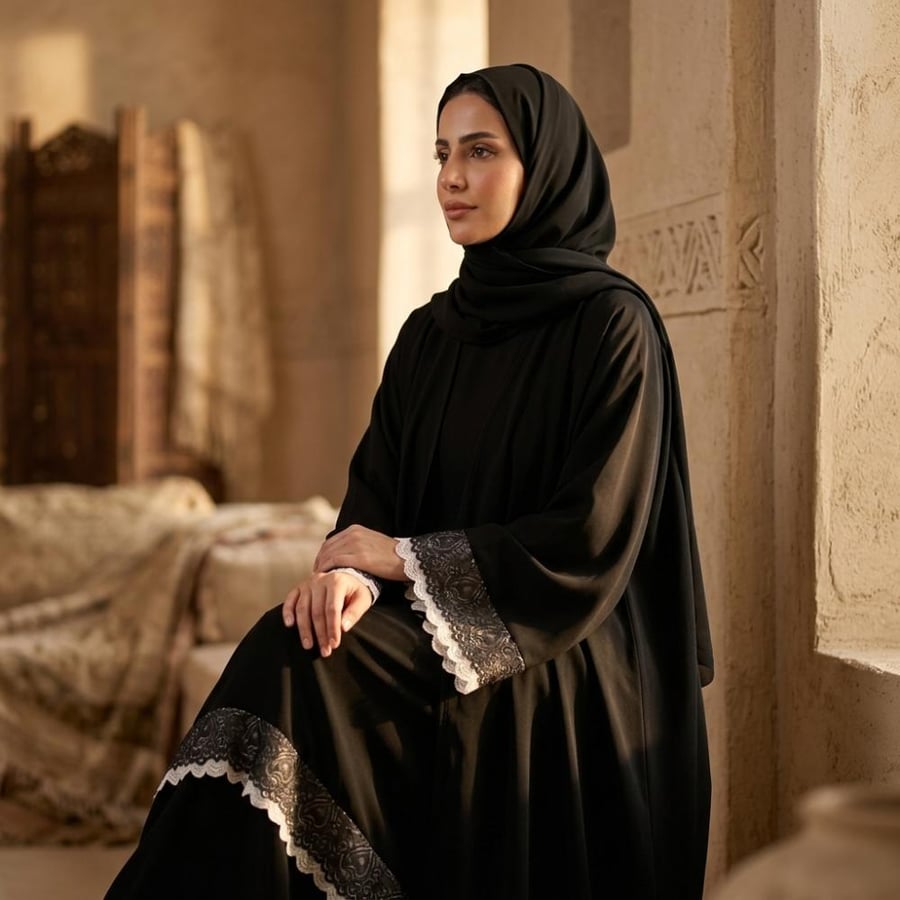 عباية نسائية اكمام دانتيل