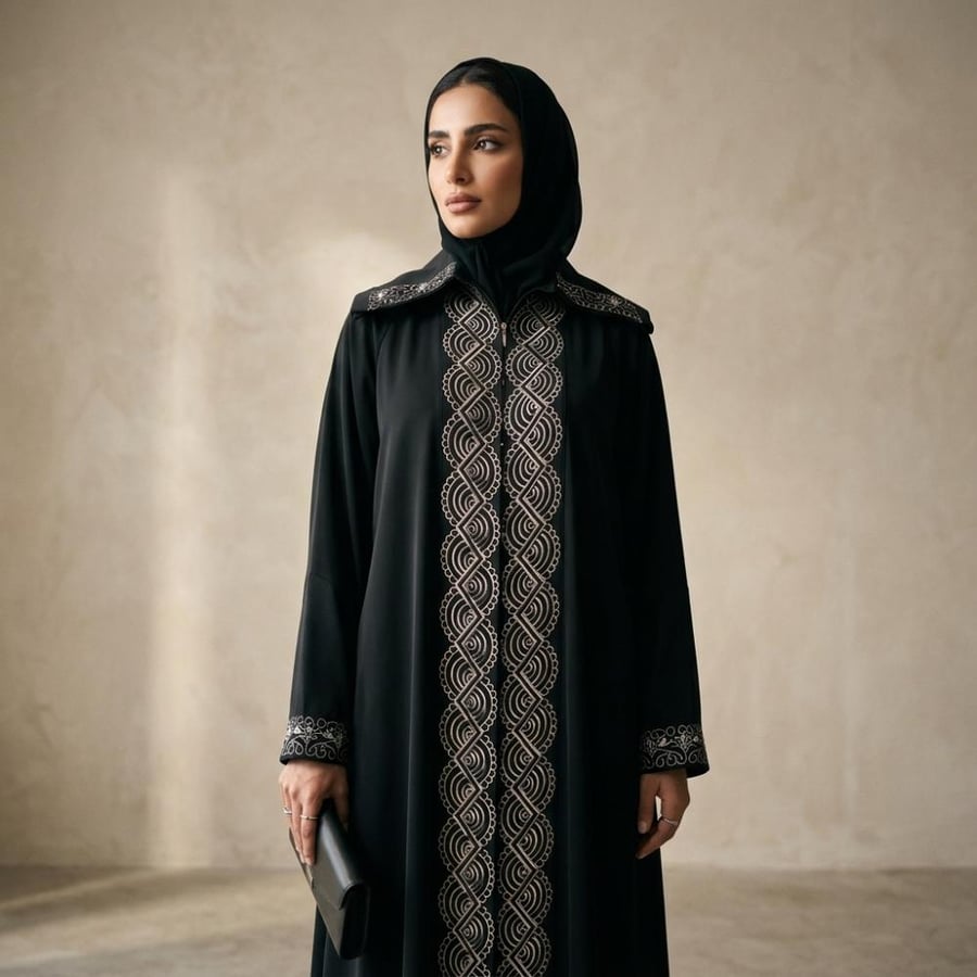 عباية نسائية تطريز طولي