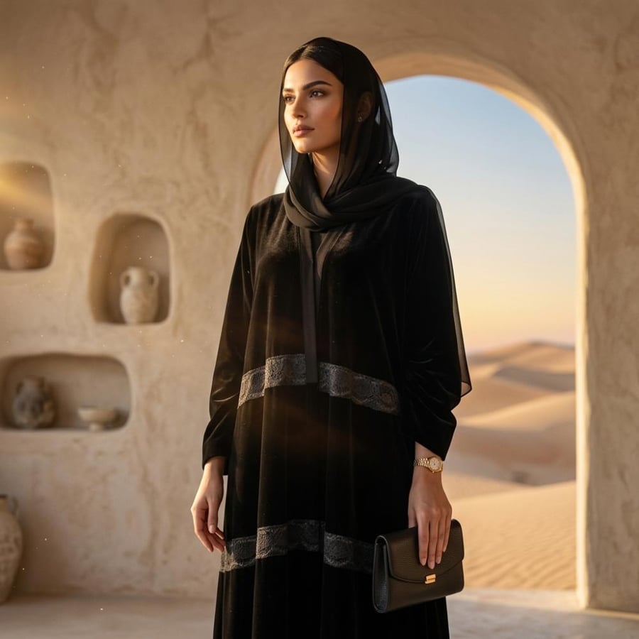 عباية نسائية خليجية سوداء