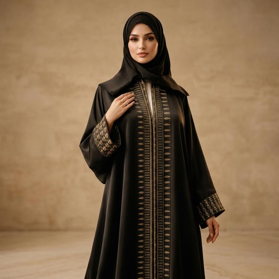 عباية نسائية تطريز اصفر