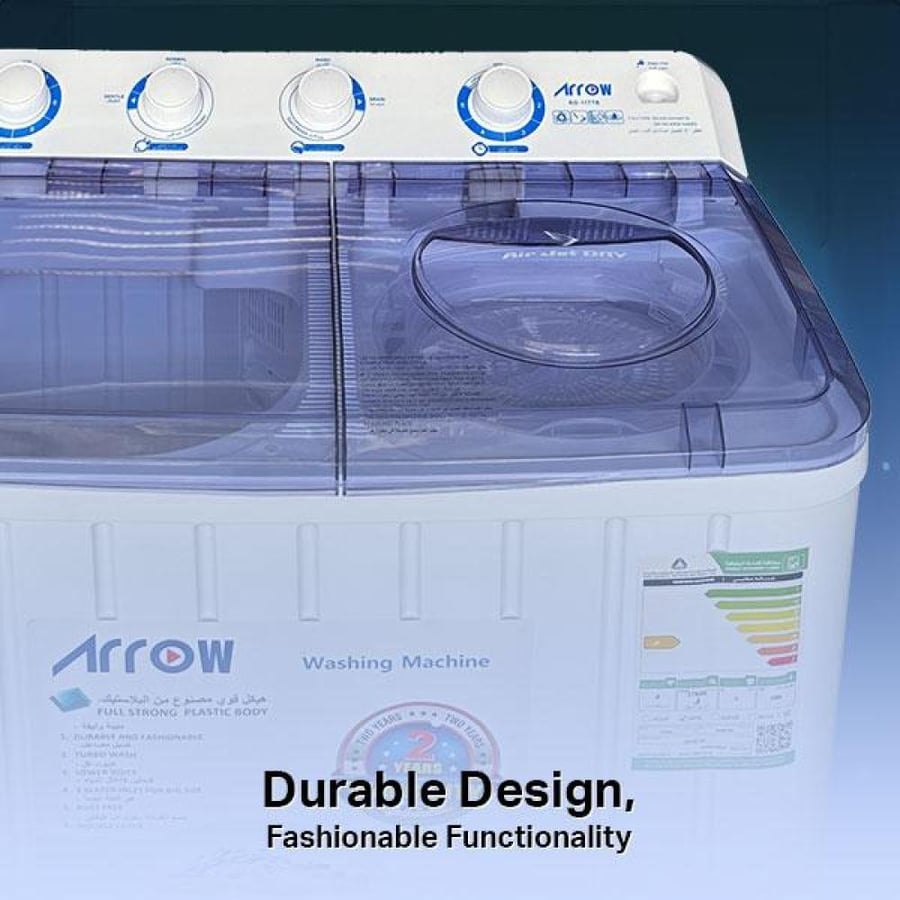 Semi-automatic Arwa washing machine, two tubs, 10 kilograms, 1700 RPM