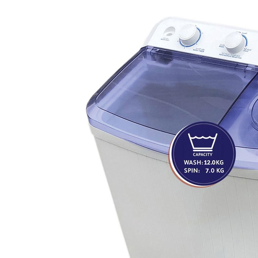 Semi-automatic Arwa washing machine, two tubs, 12 kilograms, 1700 RPM