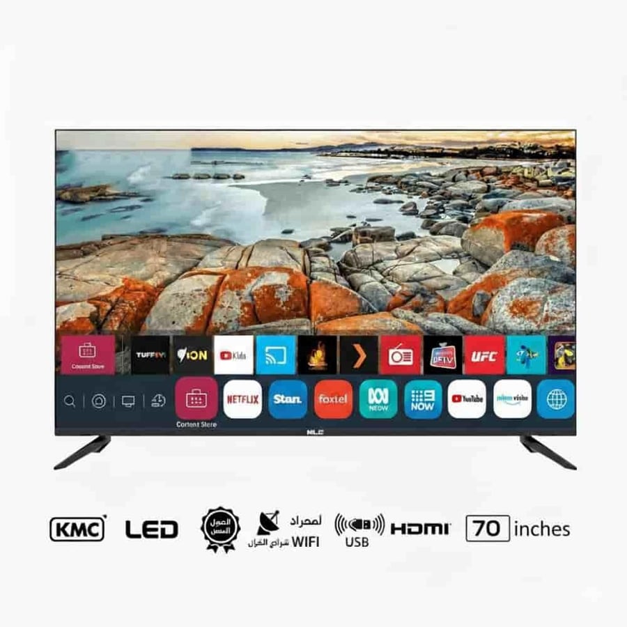 KMC 70-inch Smart 4K UHD LED Screen – Internal Receiver – WIFI – 3 HDMI – 2 USB
