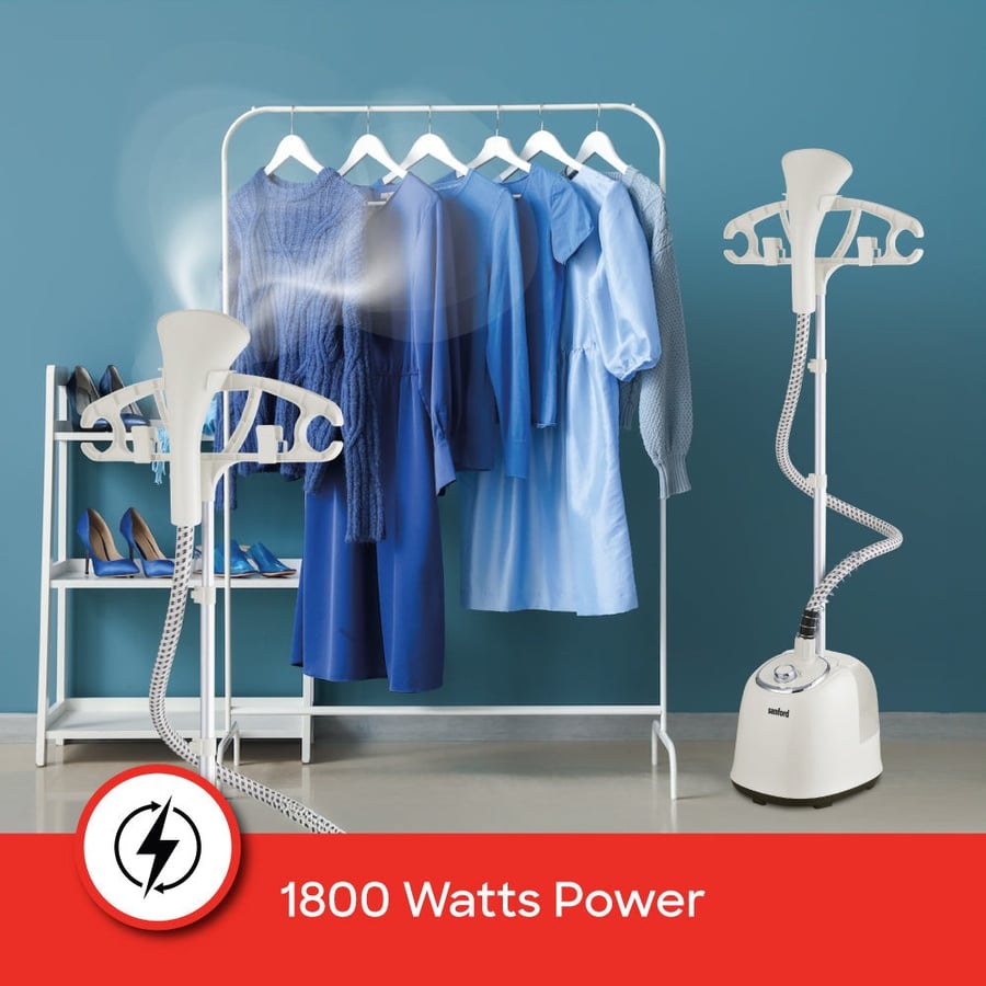 Sanford vertical steam clothes iron 1800 watts – 1.5-liter tank with pole and fabric brush – Model SF2913GS