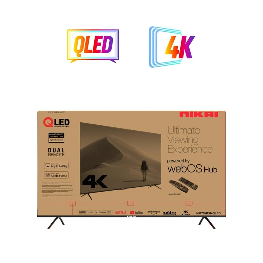 Nikai 75-inch QLED 4K Smart Screen | WebOS, Dolby Digital, Voice Control, Wi-Fi, and Bluetooth
