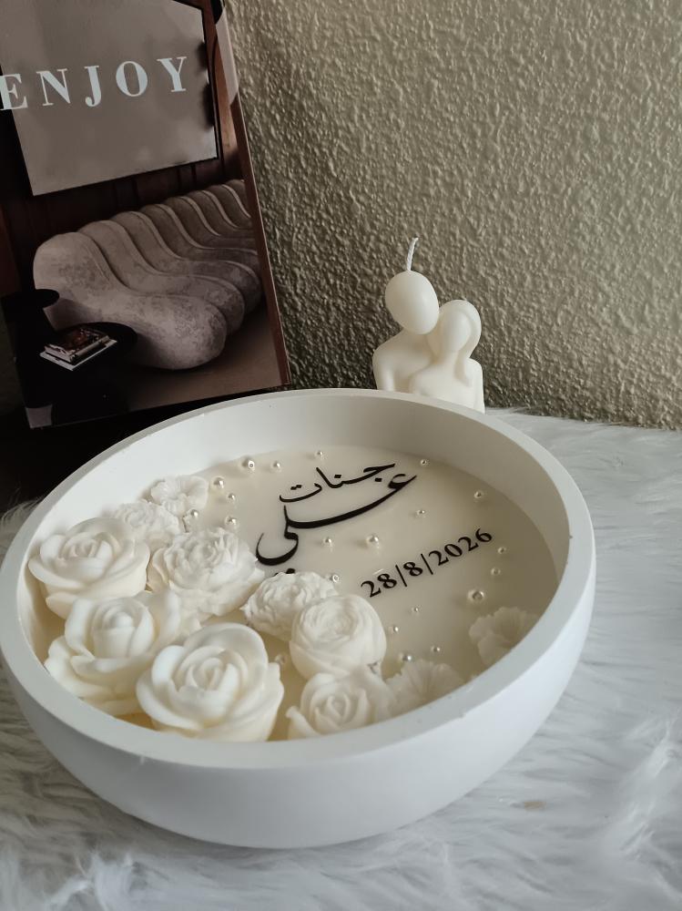 شمعه عقد قران لون ابيض مقاس 20سم