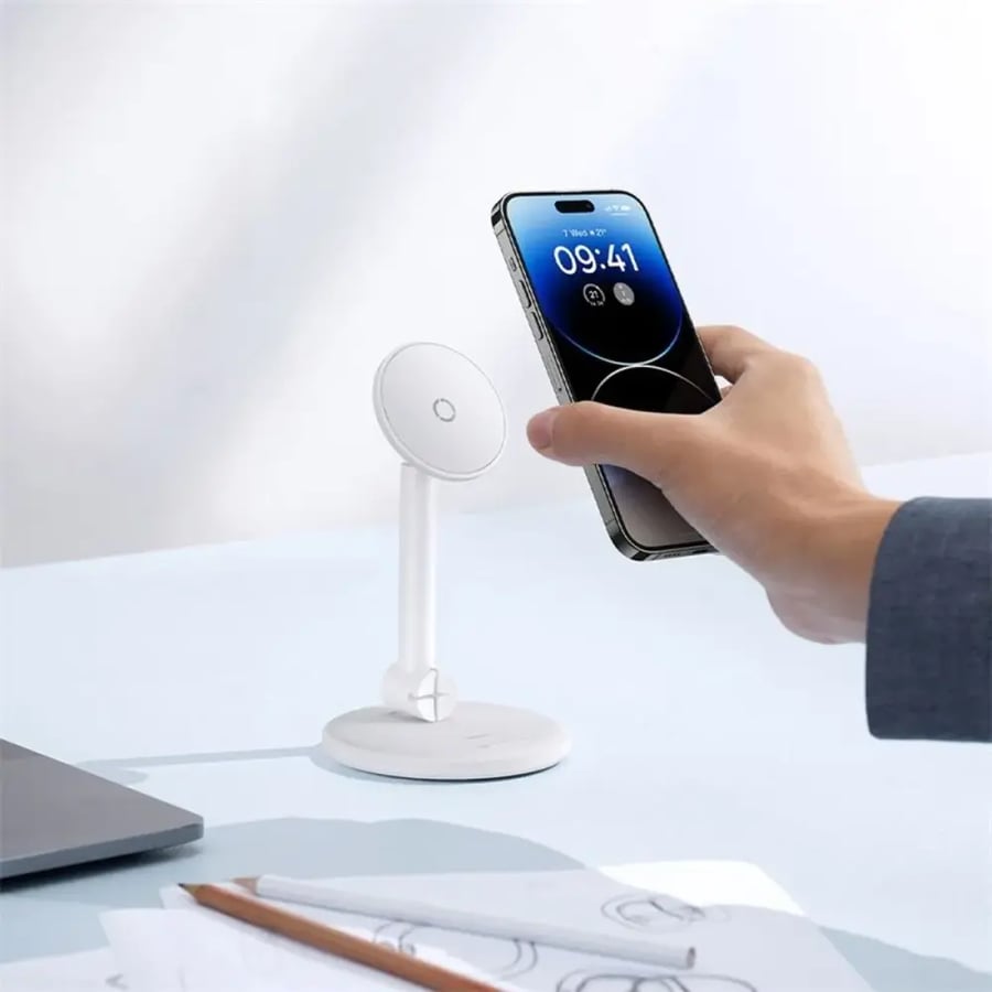 بيسوس استاد للجوال ماج سيف 360 درجه ومتعدد المستوي ابيض
