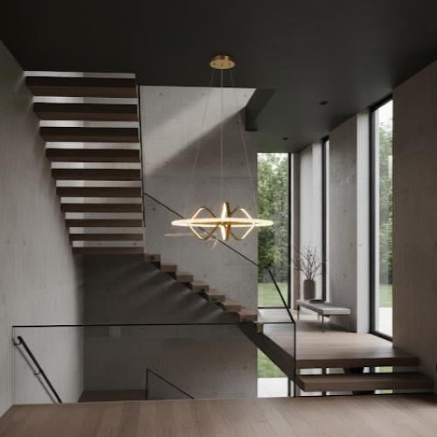 نجف مودرن LED جرم ذهبي مقاس 55 سم 3 اضاءات