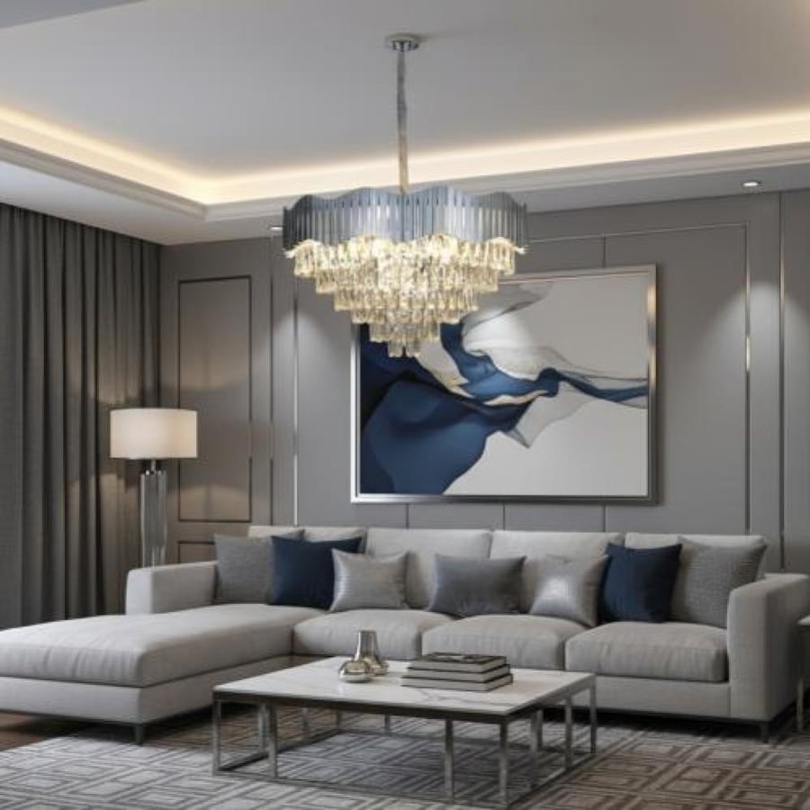 نجف مودرن مقاس 80 سم فضي E14 15L