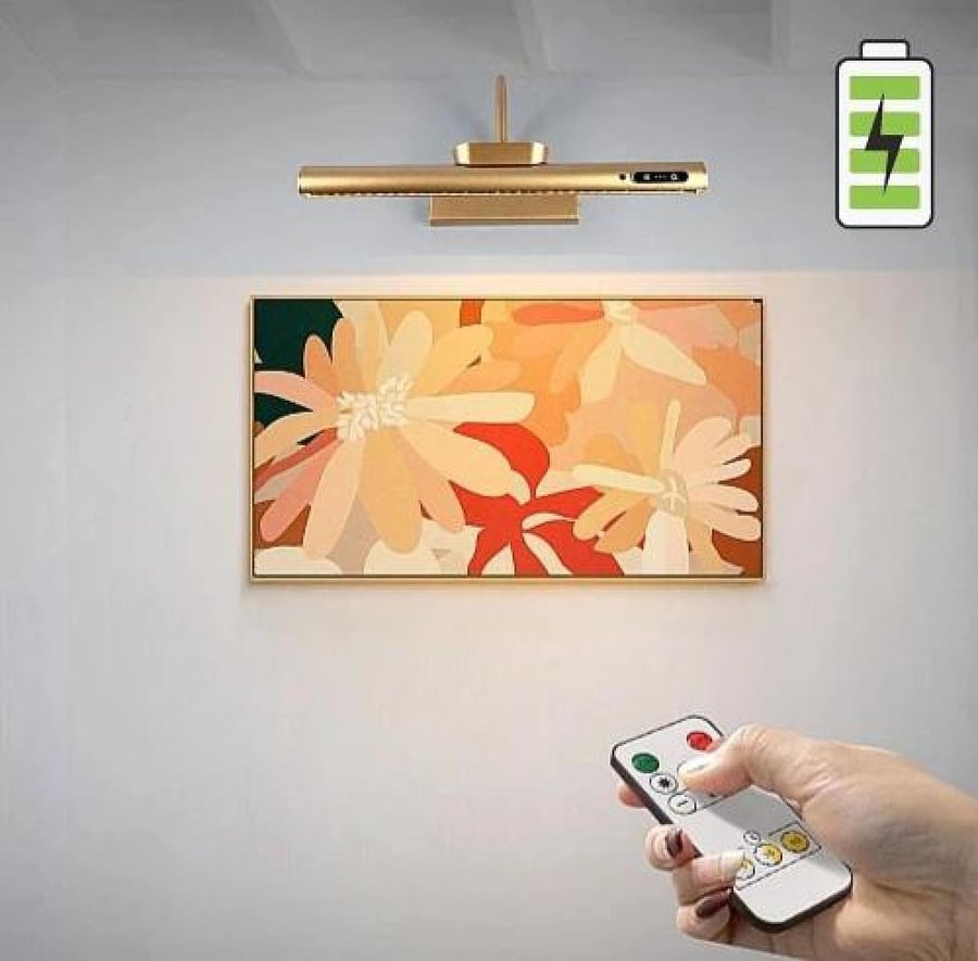 ابليك حائط مغسلة تعمل بالبطارية Type c ذهبي XL طول 50 سم