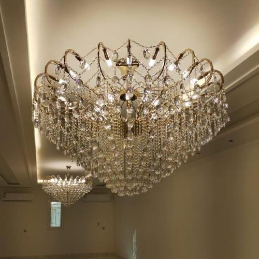 نجف كرستال ابل قطر متر ونص 150 سم ذهبي