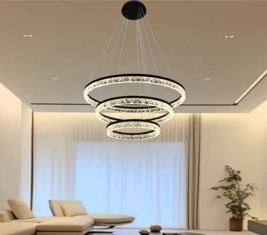 نجف مودرن قطر 40 60 80 سم اسود لون الانارة 3 اضاءات 125 واط