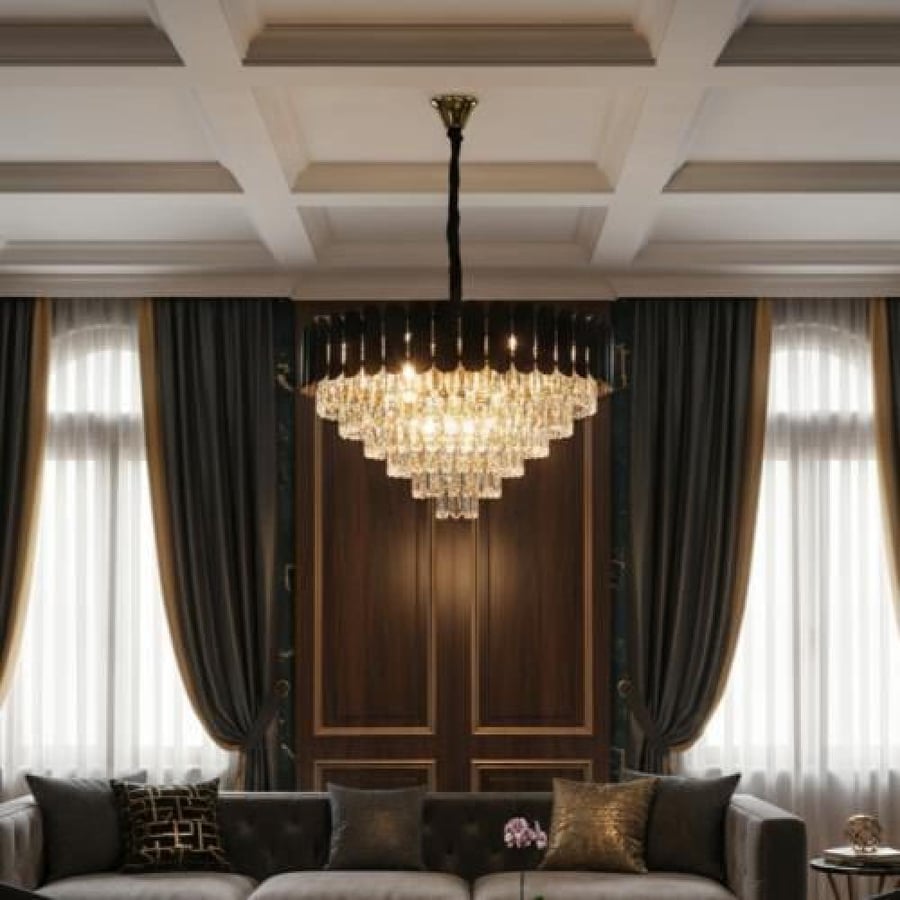 نجف مودرن غطاء اسود مع ذهبي 800 E14 15
