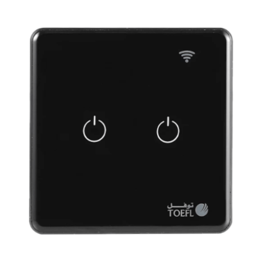 مفتاح الذكي ثنائي غطاء اسود تحكم عن بعد WiFi سهل الاستخدام يعمل باللمس تحكم بالجوال متوافق مع اليكسا وجوجل هوم توفل
