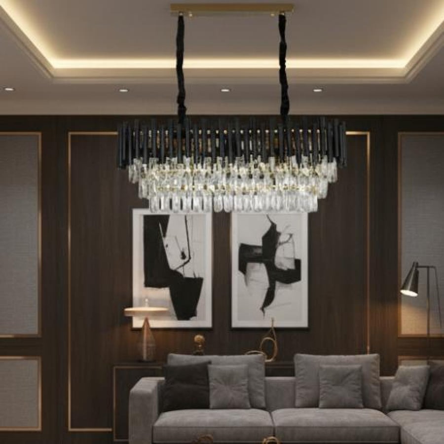 نجف مودرن غطاء اسود مع ذهبي 800 300 E14 10L
